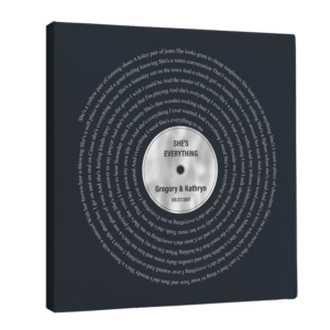 Minimalist Wall Art Canvas, Personalized Name and Silver Lyrics