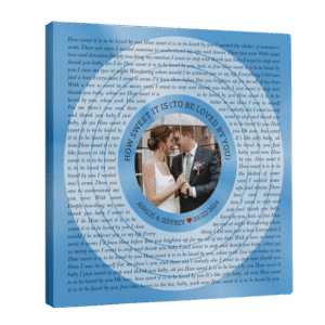 Custom Song Lyrics & Name Circular Photo Pastel Blue Canvas Print