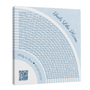 Custom Song Lyrics Pastel Blue Canvas Print With QR Code