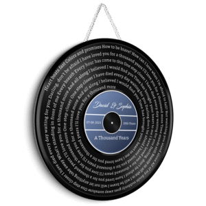 Custom Song Lyrics, Blue Vinyl Record, Customizable Song Name And Text Round Wood Sign